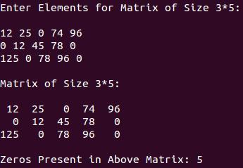 zeroes in matrix