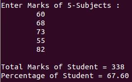 percentage of student