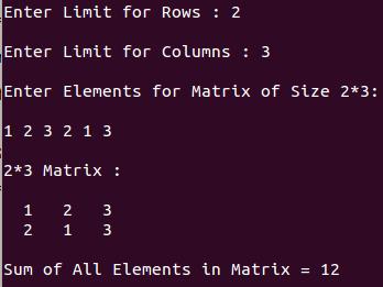 matrix element sum