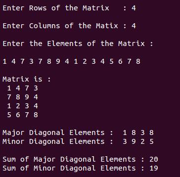 major minor matrix elements