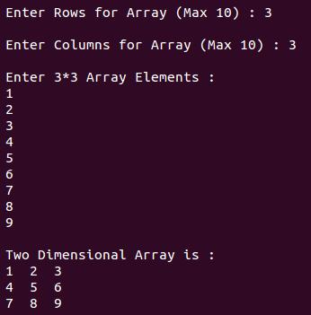 two dimensional array