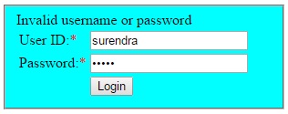 username password not matched