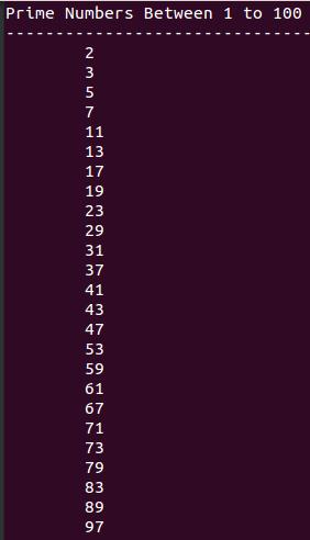 prime numbers 1 to 100