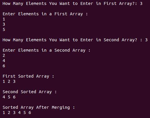 sorted array and merge