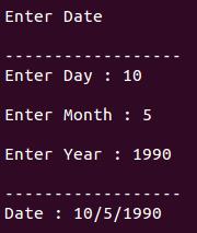Accept & Display a date - C++Program